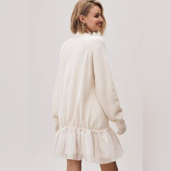 NWT Size SP -Anthro Long-Sleeve Turtleneck Tulle Twofer Mini Dress (NWT US$ 228) - Picture 5 of 16